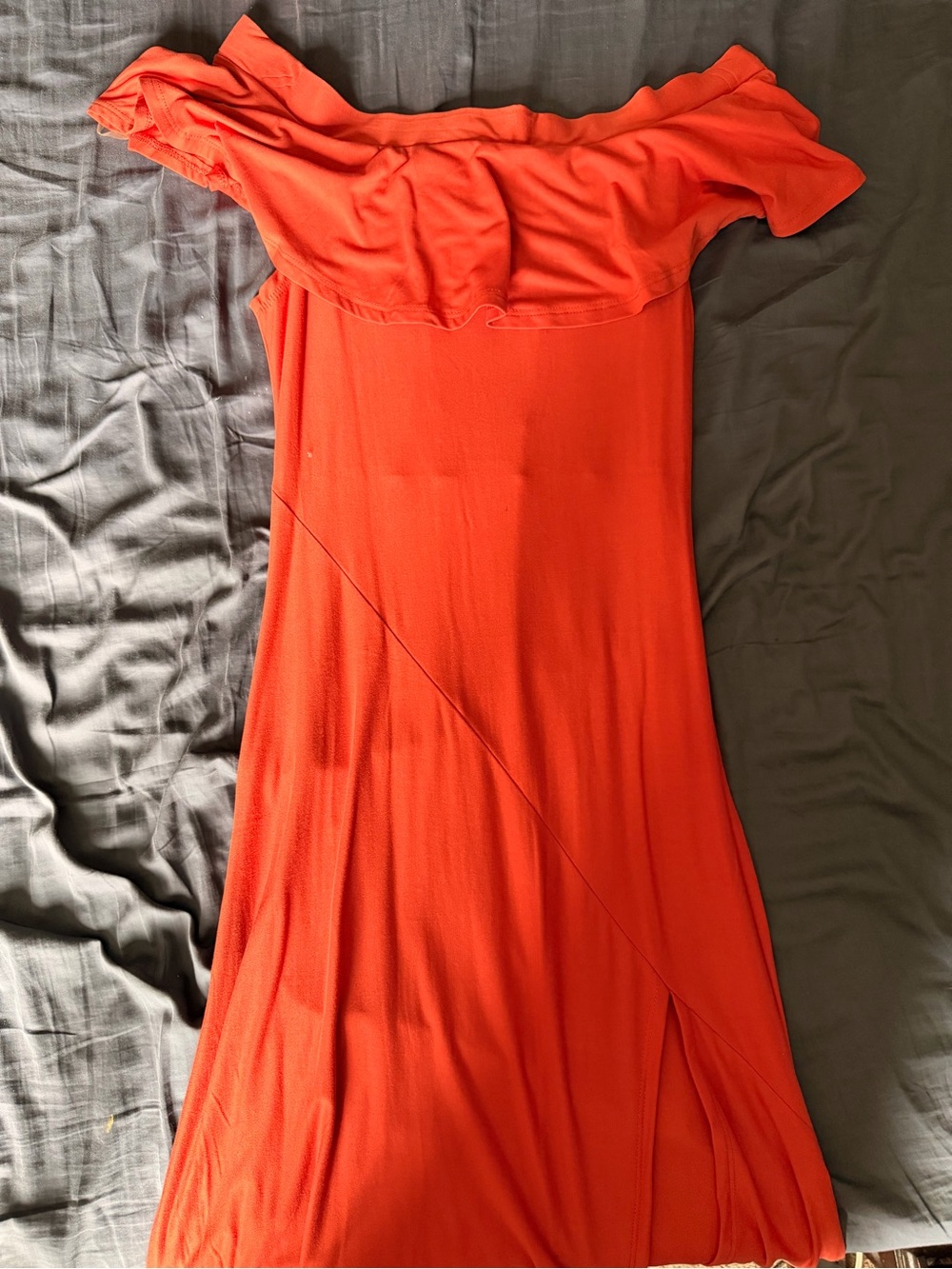 Derek Heart Off-Shoulder Orange Maxi Dress